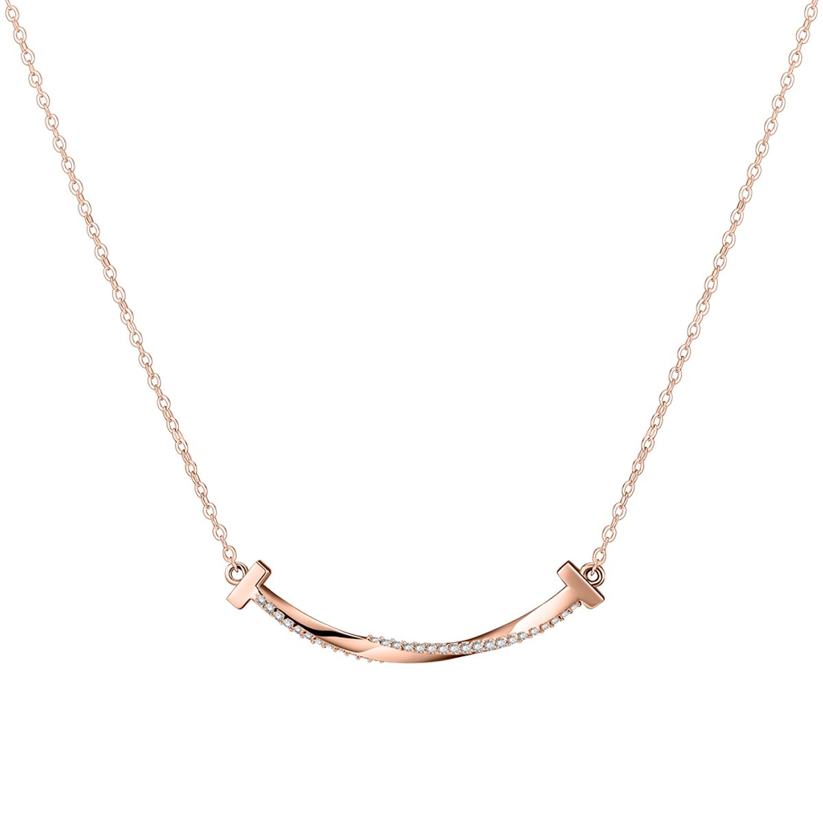 쥴리어스(JULIUS1) Silver925 cubic T smile necklace