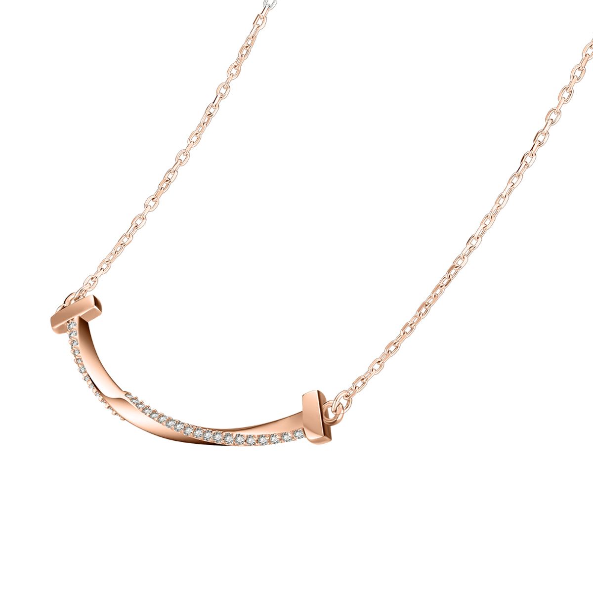 쥴리어스(JULIUS1) Silver925 cubic T smile necklace