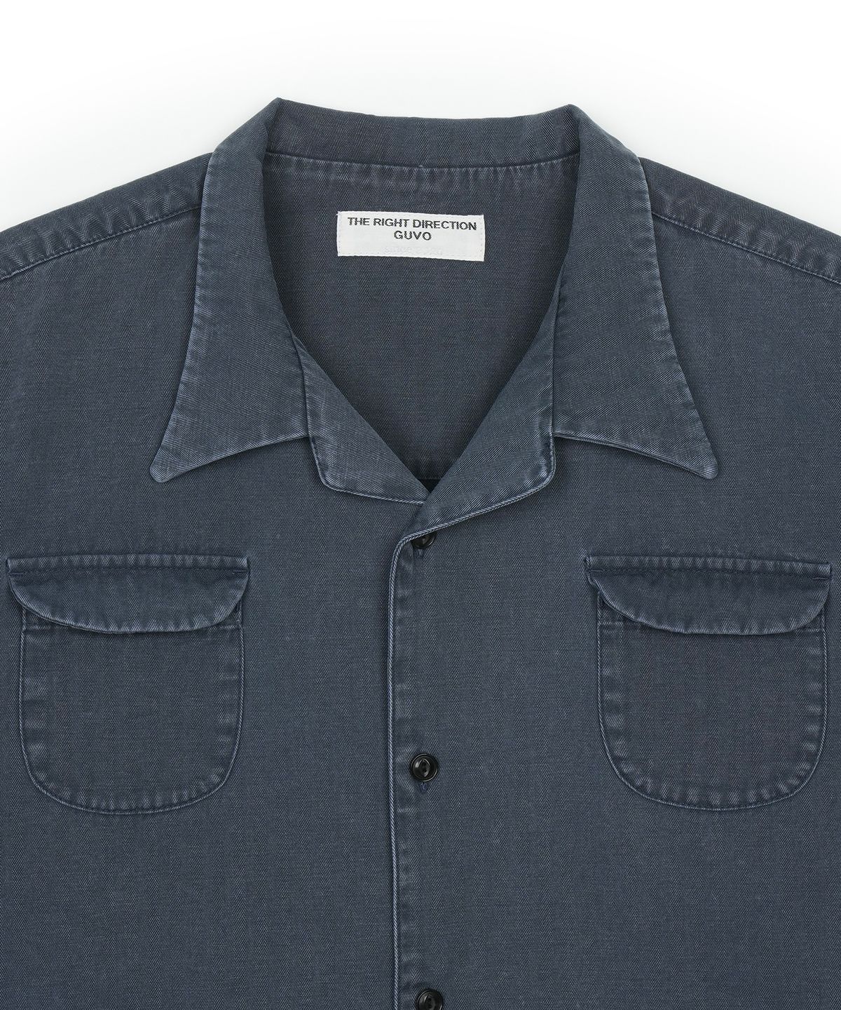 구보(GUVO) Washed open-collar shirt, navy