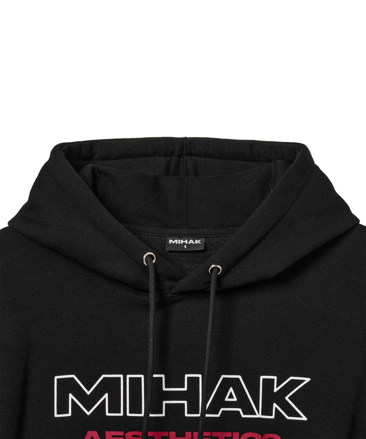 미학(MIHAK) 스트록 로고 기모 오버핏 후디 (BLACK)