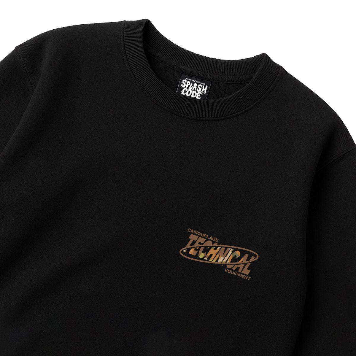 스플래시코드(SPLASHCODE) 헤비 크루넥 맨투맨 블랙 - 덕 헌터 카모(Duck Hunter Camo)