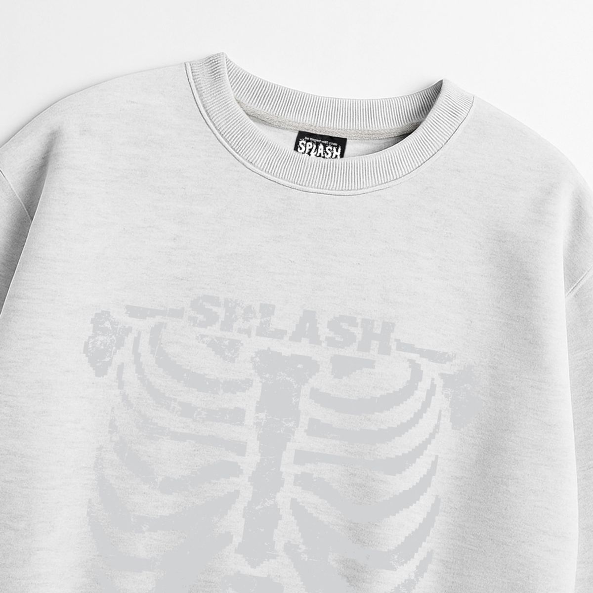 스플래시코드(SPLASHCODE) 헤비 크루넥 맨투맨 멜란지화이트 - 스켈레톤(Skeleton)