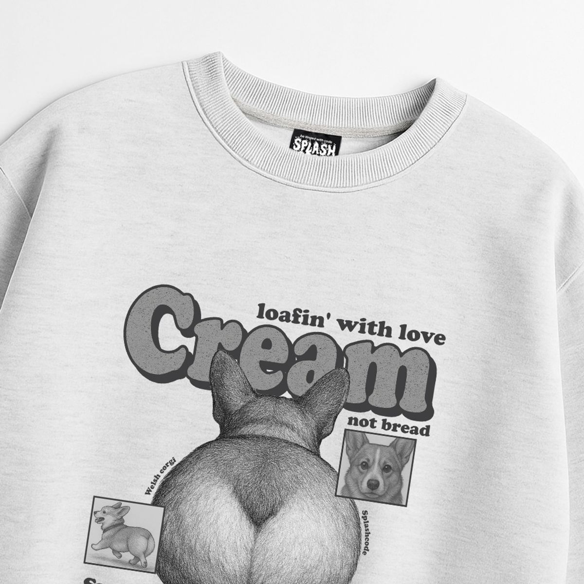 스플래시코드(SPLASHCODE) 헤비 크루넥 맨투맨 멜란지화이트 - 크림빵(Cream Bread)