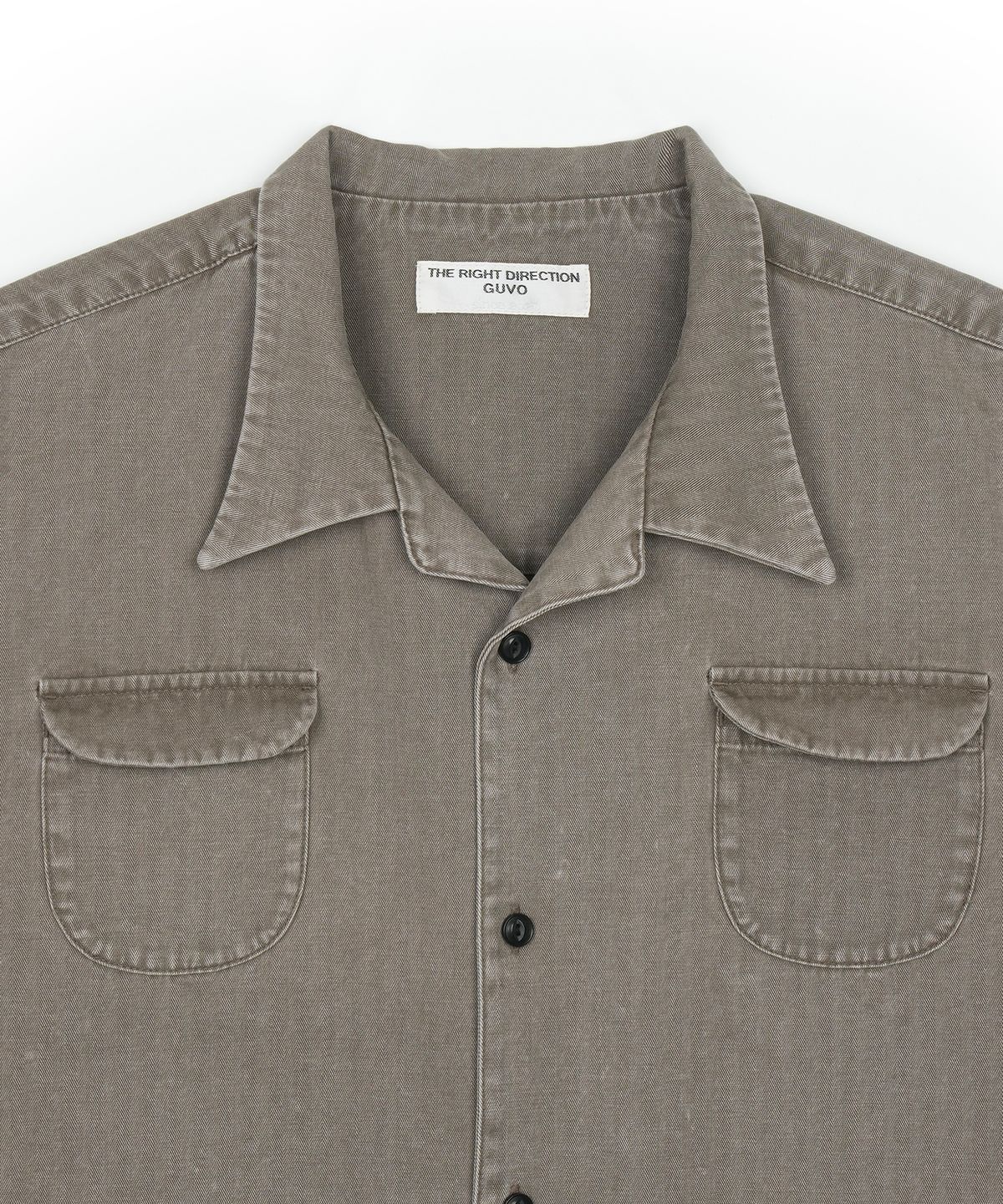 구보(GUVO) Washed open-collar shirt, brown