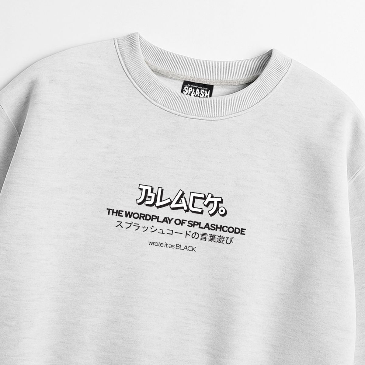 스플래시코드(SPLASHCODE) 헤비 크루넥 맨투맨 멜란지화이트 - 블랙(Black)
