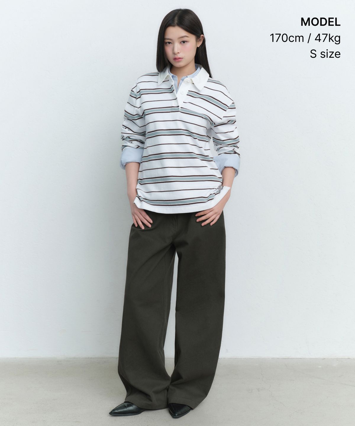 무신사 스탠다드 우먼(MUSINSA STANDARD WOMAN) 우먼즈 릴렉스드 멀티 스트라이프 럭비 셔츠 [화이트]