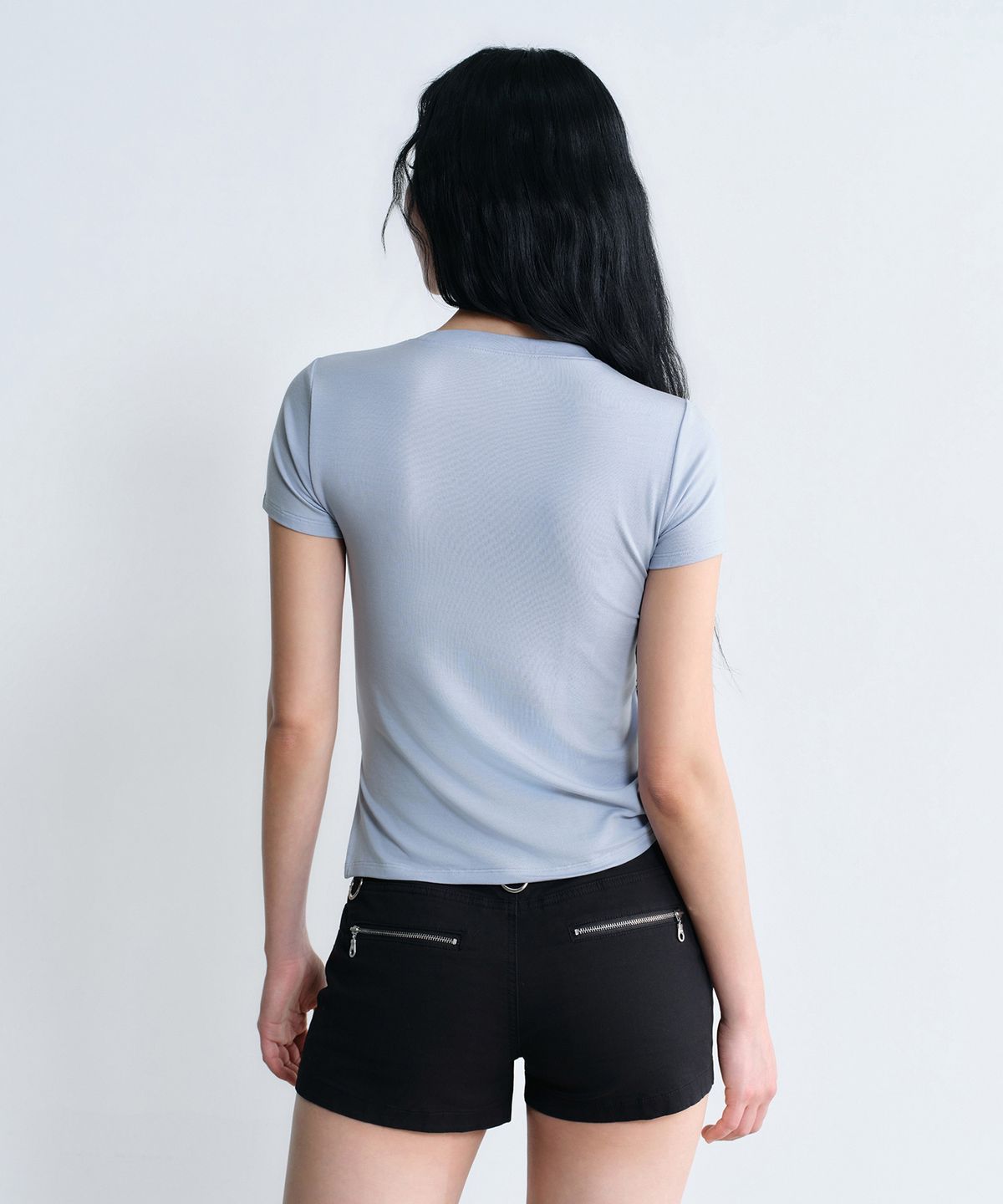 무신사 스탠다드 우먼(MUSINSA STANDARD WOMAN) 우먼즈 텐셀 사이드 루치드 티셔츠 [클라우디 블루]