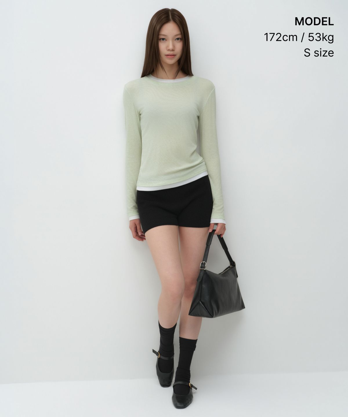 무신사 스탠다드 우먼(MUSINSA STANDARD WOMAN) 우먼즈 울 텐셀 레이어드 슬림 긴소매 티셔츠 [라이트 그린]
