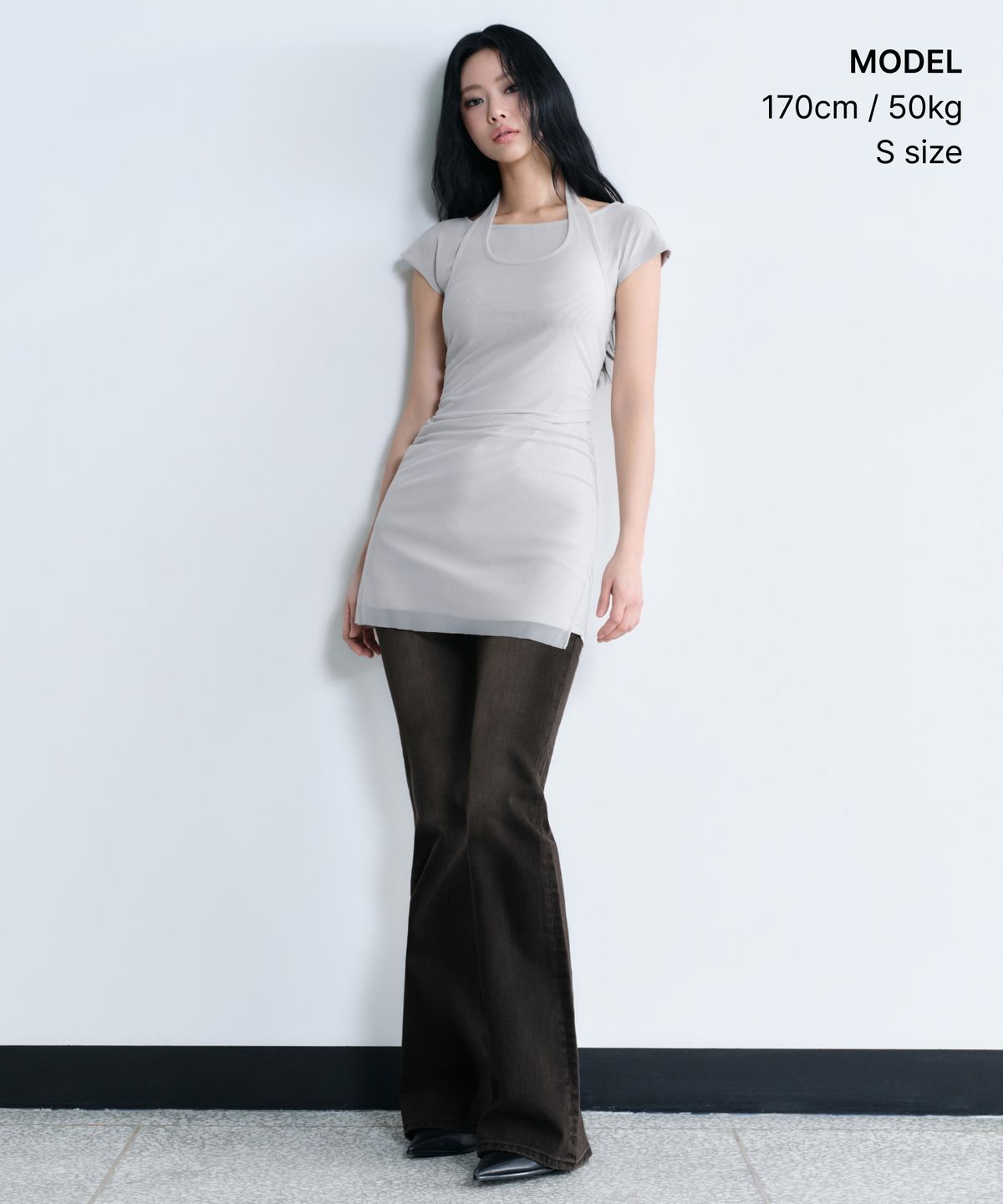 무신사 스탠다드 우먼(MUSINSA STANDARD WOMAN) 우먼즈 메시 레이어드 저지 드레스 [라이트 그레이]