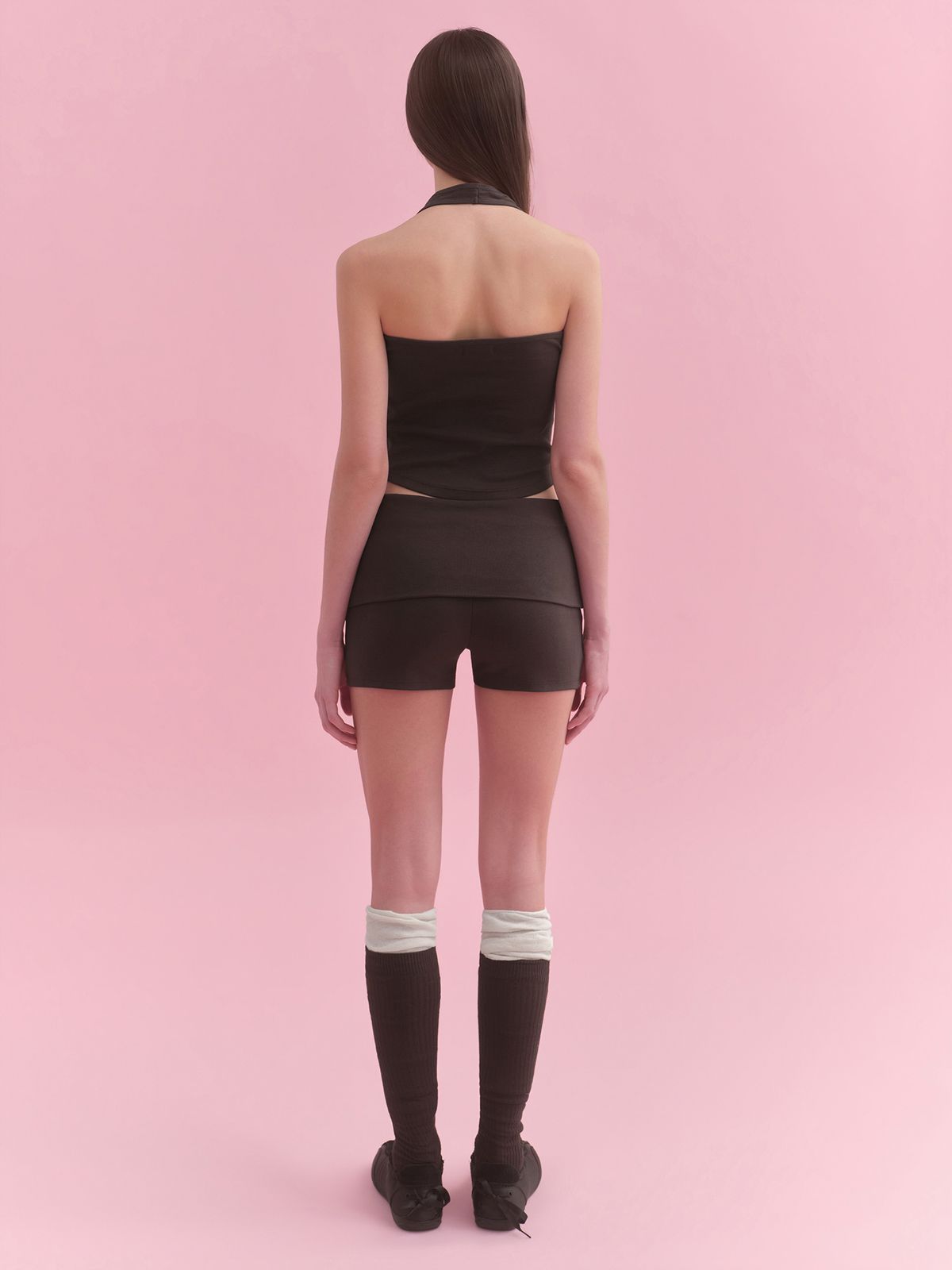 무신사 스탠다드 우먼(MUSINSA STANDARD WOMAN) 우먼즈 턴 다운 마이크로 저지 쇼츠 [다크 브라운]