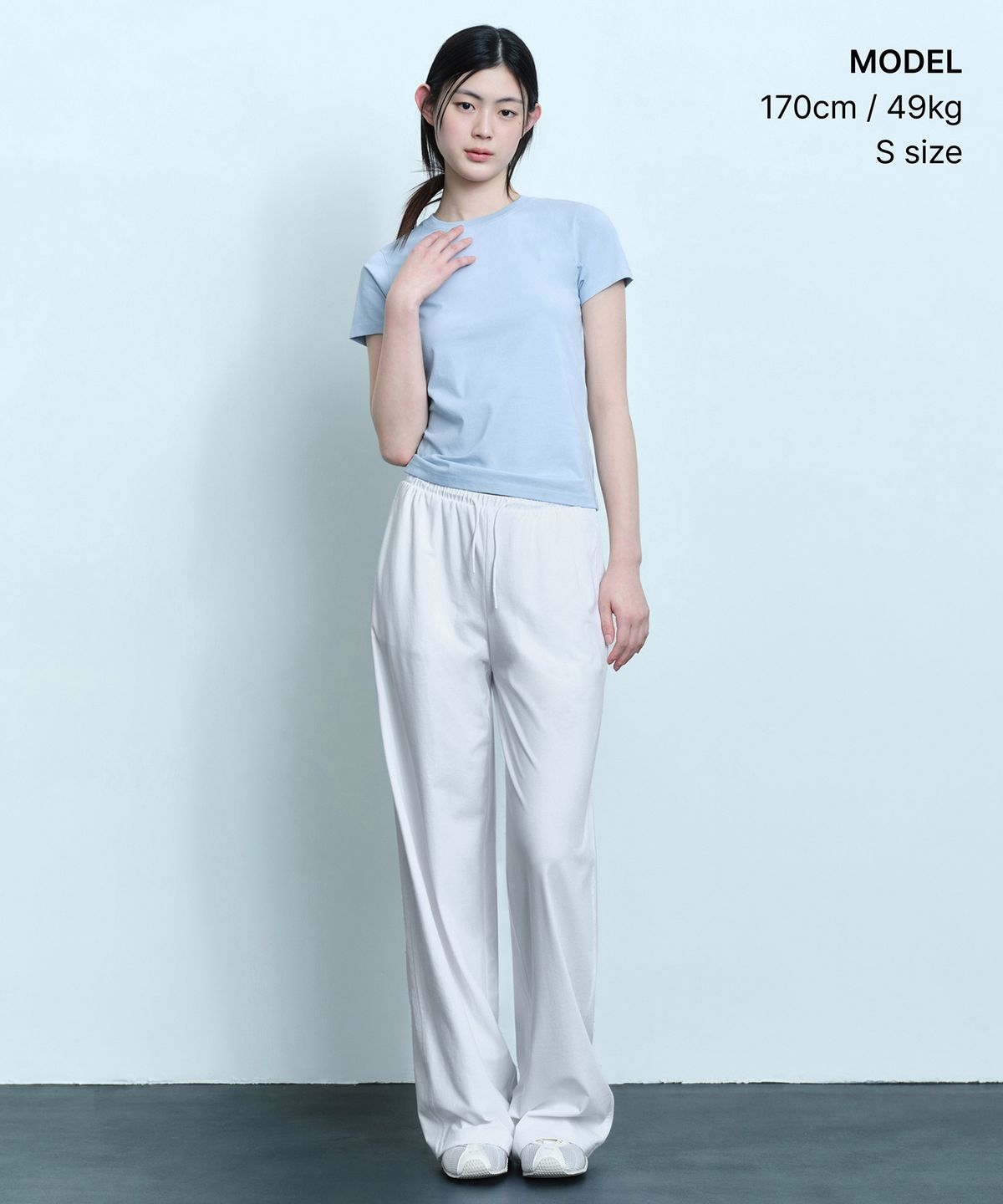무신사 스탠다드 우먼(MUSINSA STANDARD WOMAN) [UV 프로텍션] 우먼즈 슬림 크루 넥 티셔츠 [클라우디 블루]