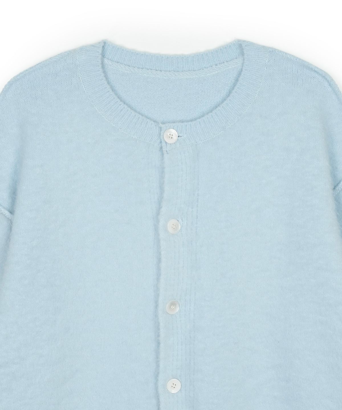 구보(GUVO) Out seam round-neck cardigan, sky-blue