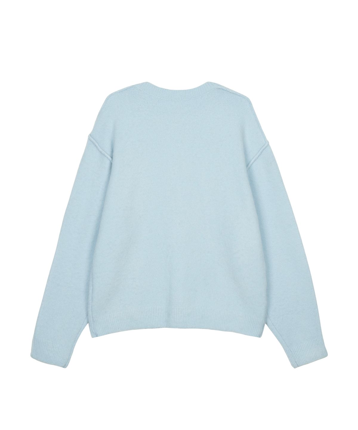 구보(GUVO) Out seam round-neck cardigan, sky-blue