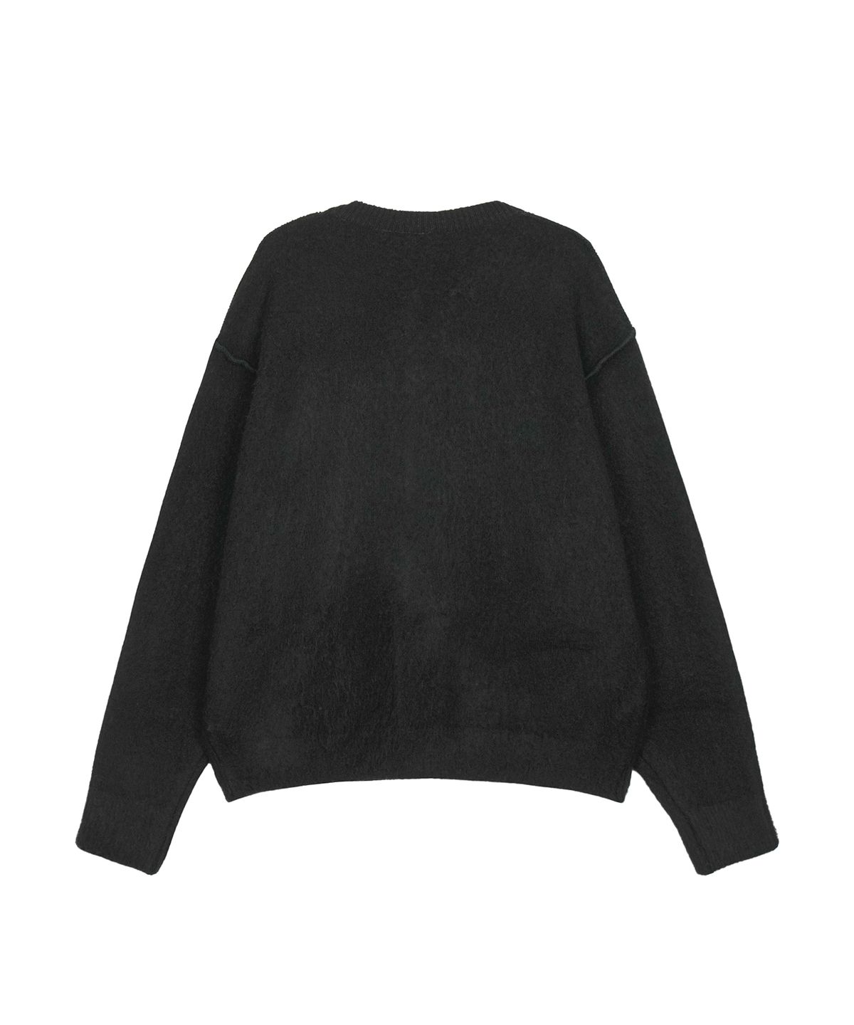 구보(GUVO) Out seam round-neck cardigan, black