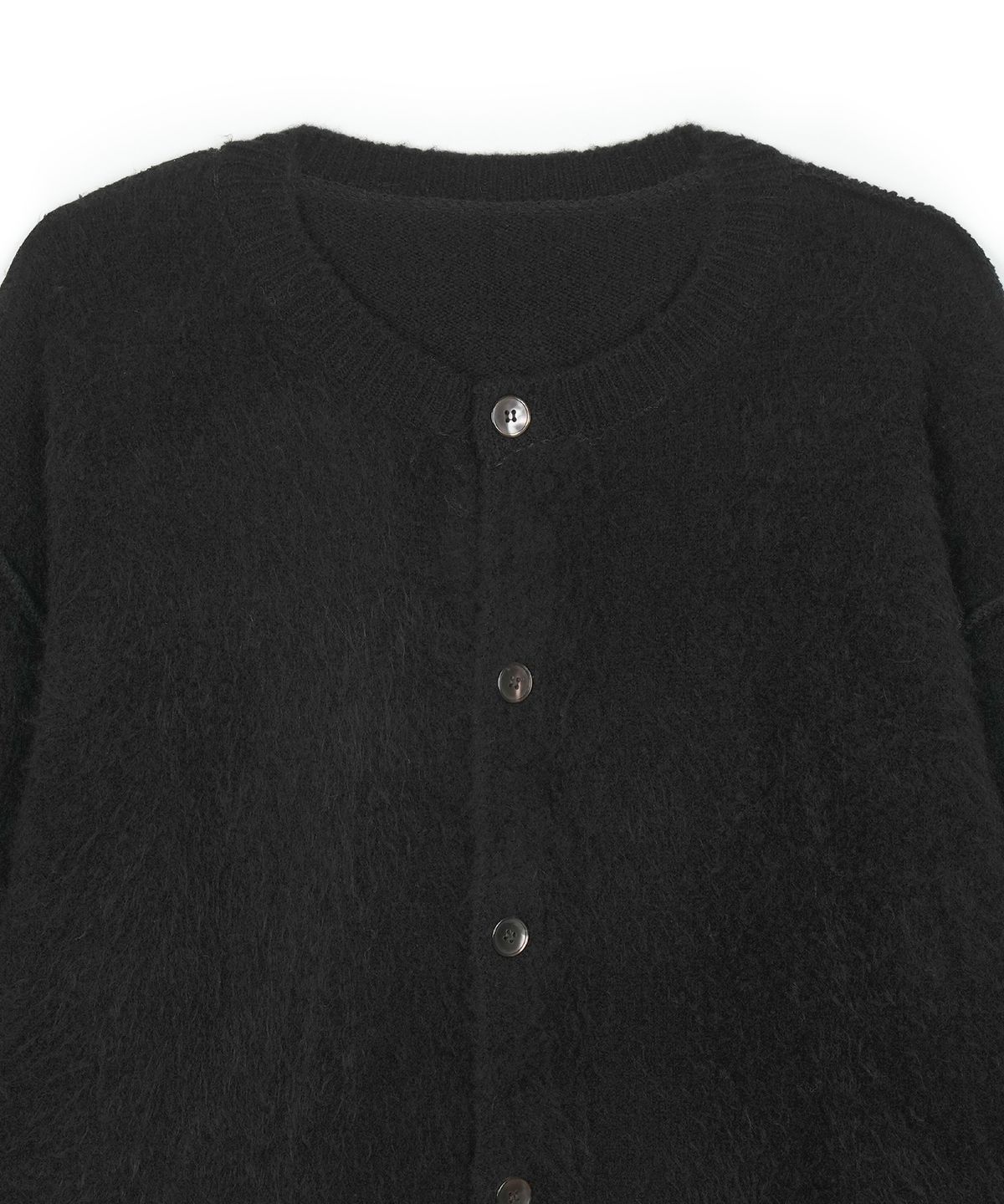 구보(GUVO) Out seam round-neck cardigan, black