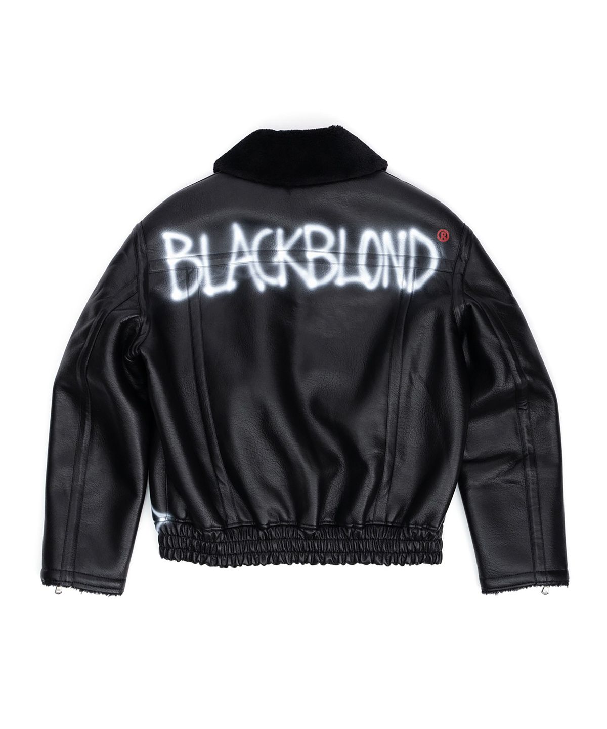 블랙블론드(BLACKBLOND) 비비디 그래피티 스프레이 밴드 무스탕 자켓 (블랙)