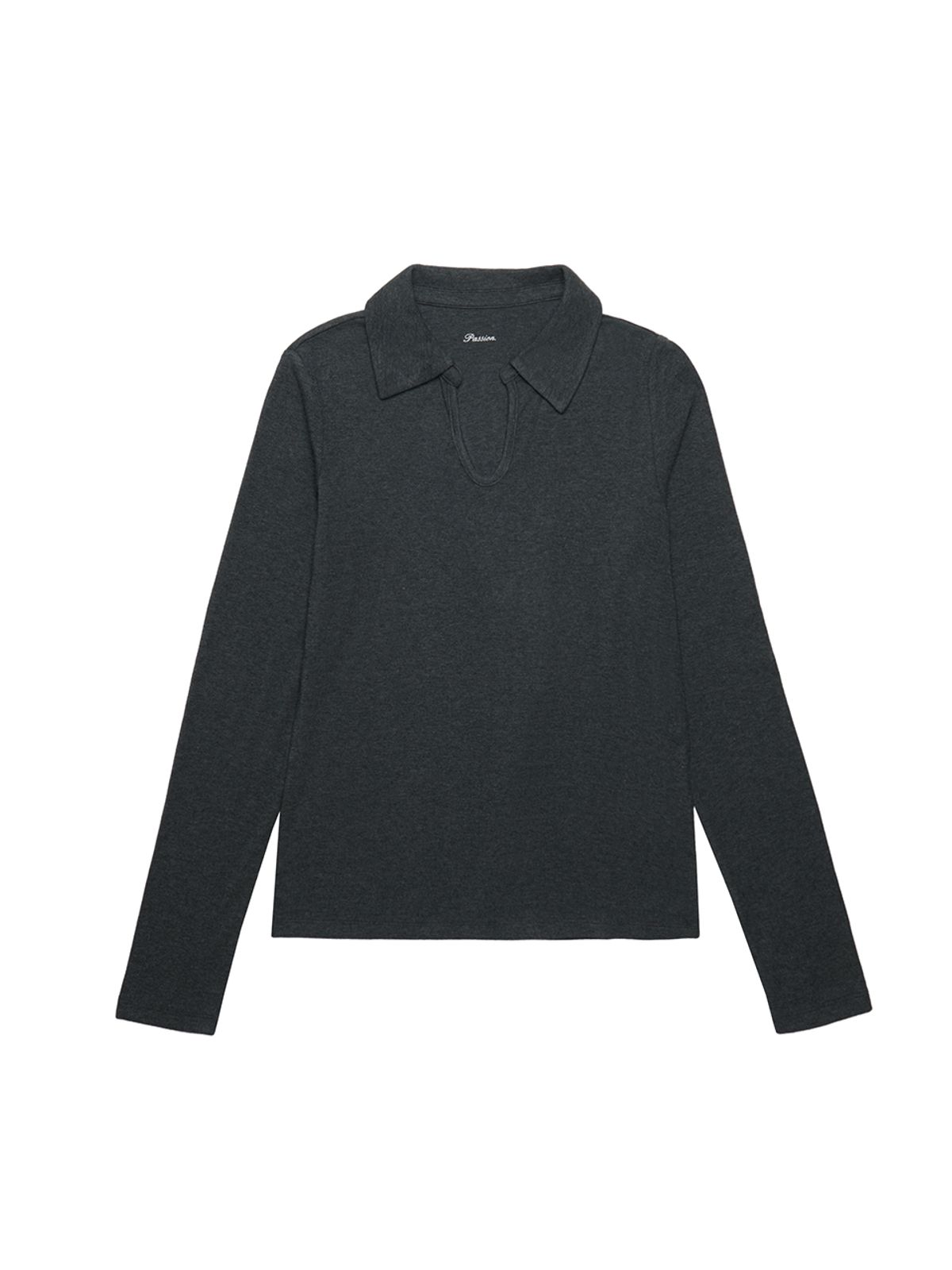 헌치(HUNCH) Open-Collar U-Neck Jersey Top