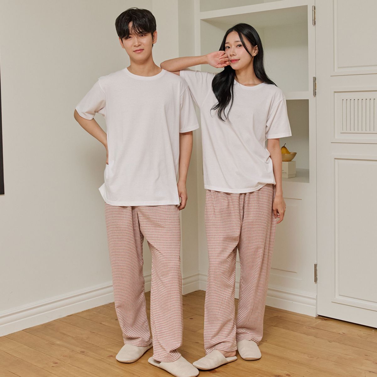 찌니야(JJNIYA) 공용 로스팅 오렌지 기모 9부잠옷바지