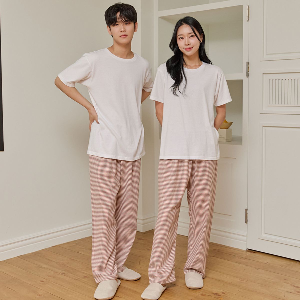 찌니야(JJNIYA) 공용 로스팅 오렌지 기모 9부잠옷바지