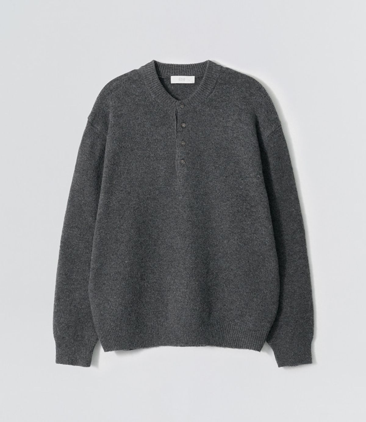 이지오(EZIO) Henley Neck Wool Blend Knitwear_Charcoal