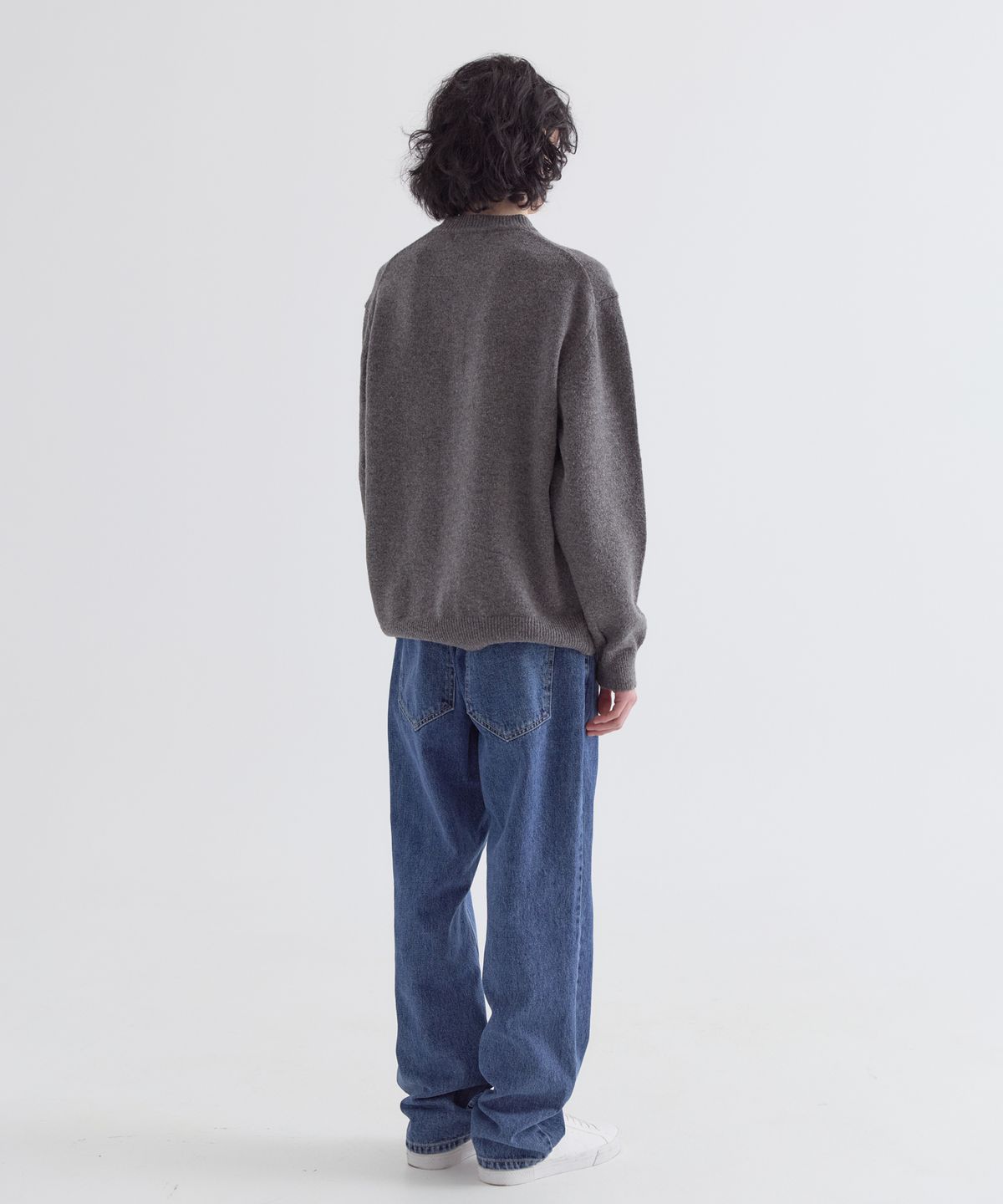 이지오(EZIO) Henley Neck Wool Blend Knitwear_Charcoal