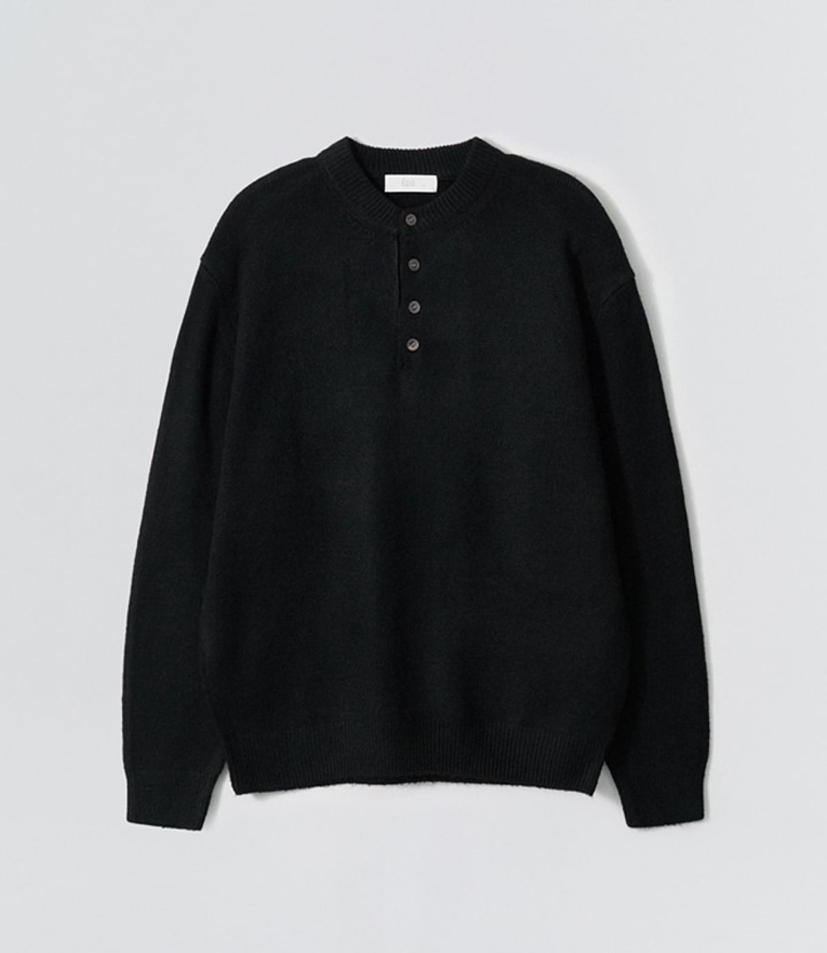 이지오(EZIO) Henley Neck Wool Blend Knitwear_Black
