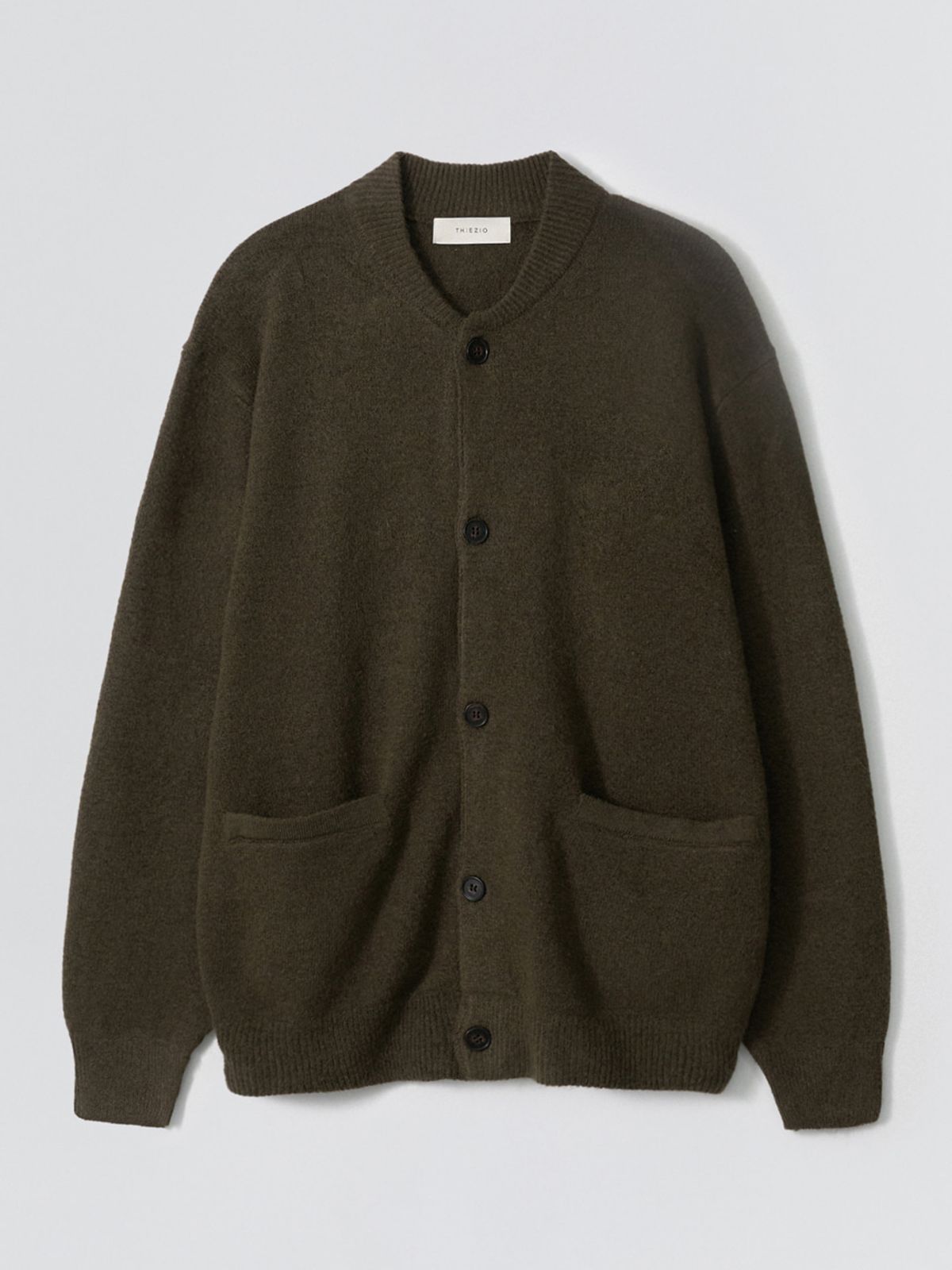 이지오(EZIO) Melange Pocket Button Cardigan_Khaki