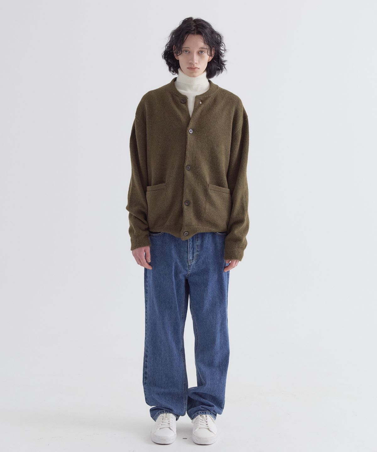 이지오(EZIO) Melange Pocket Button Cardigan_Khaki