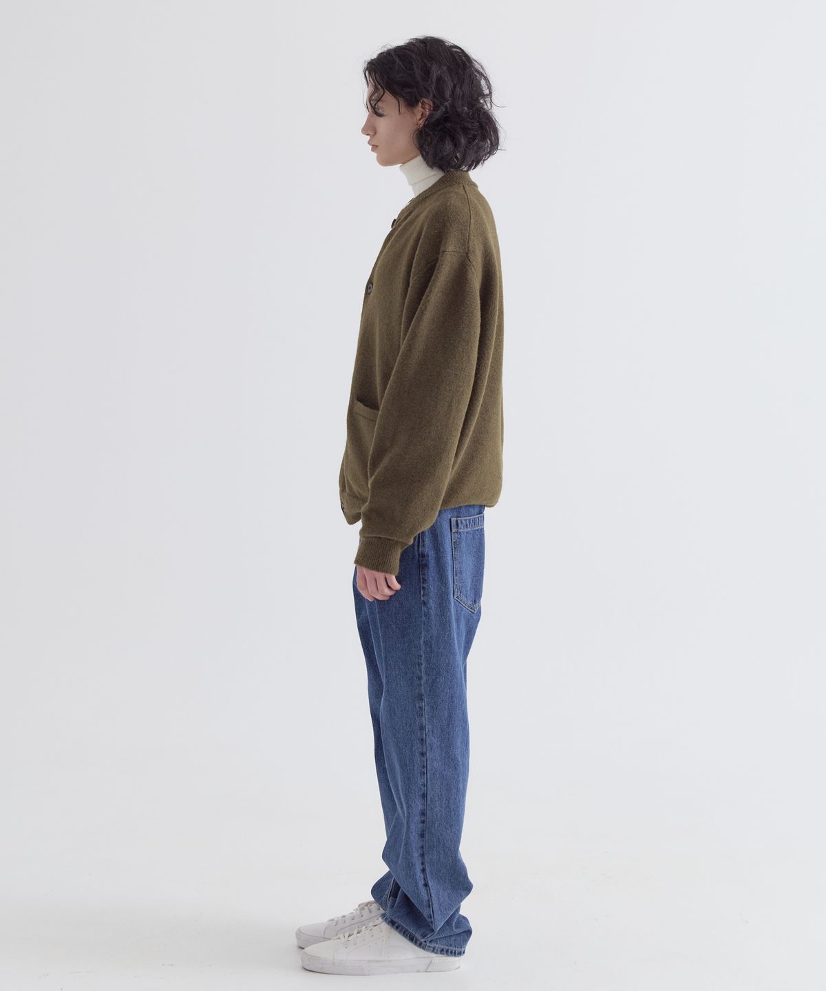 이지오(EZIO) Melange Pocket Button Cardigan_Khaki