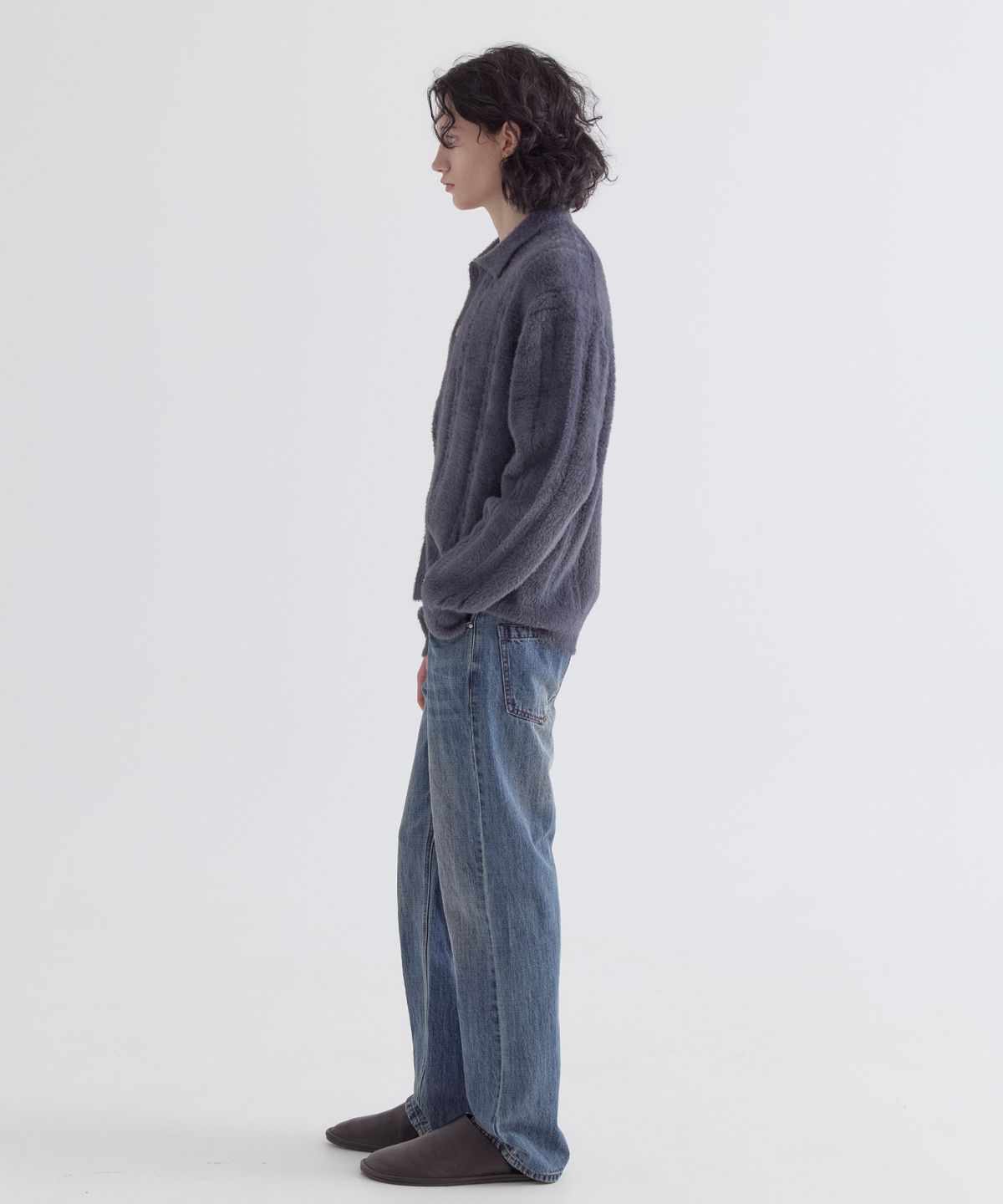 이지오(EZIO) Cable Angora Cara Cardigan_Charcoal