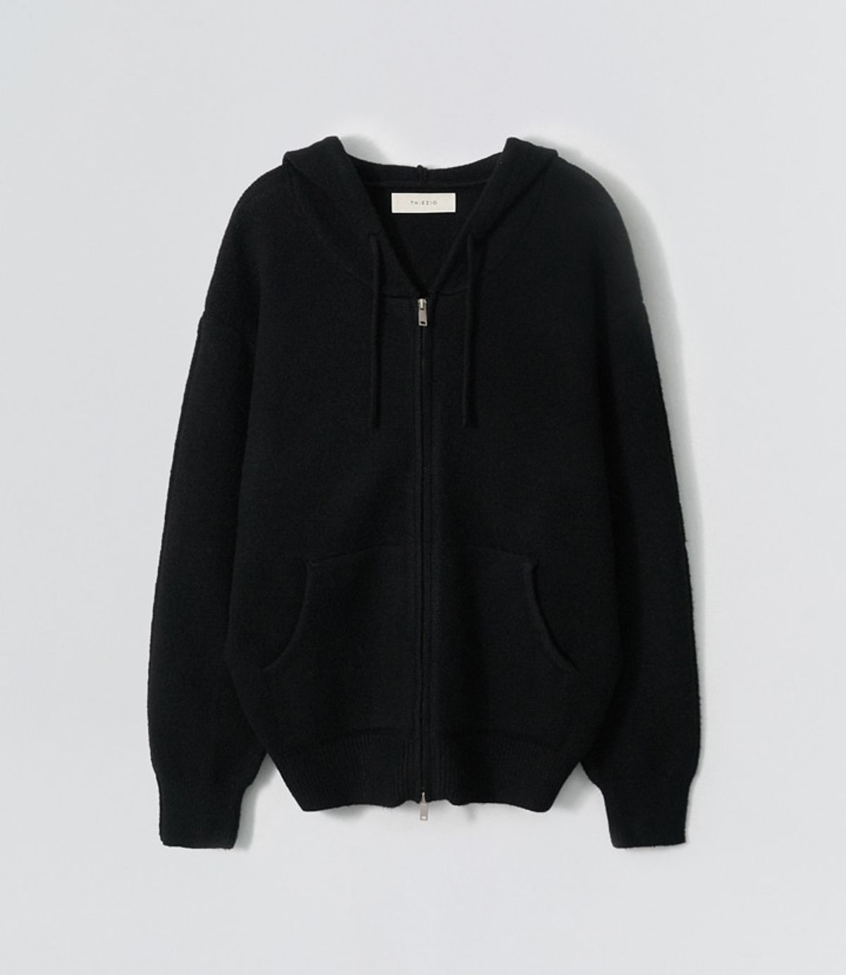 이지오(EZIO) Cozy Wool Blend Hooded Zip-Up knitwear_Black