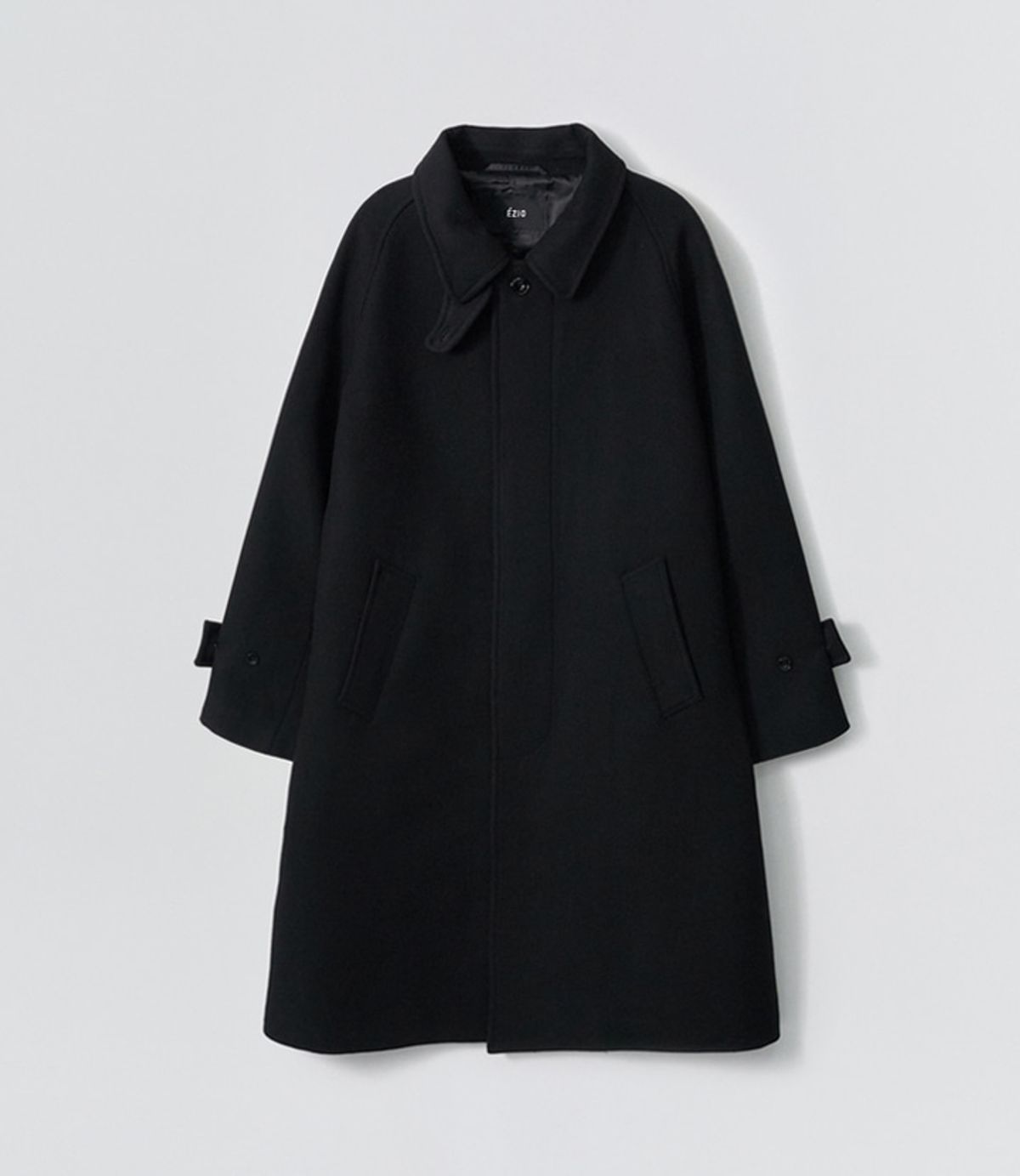 이지오(EZIO) Wool Blend Balmacan Coat_Black