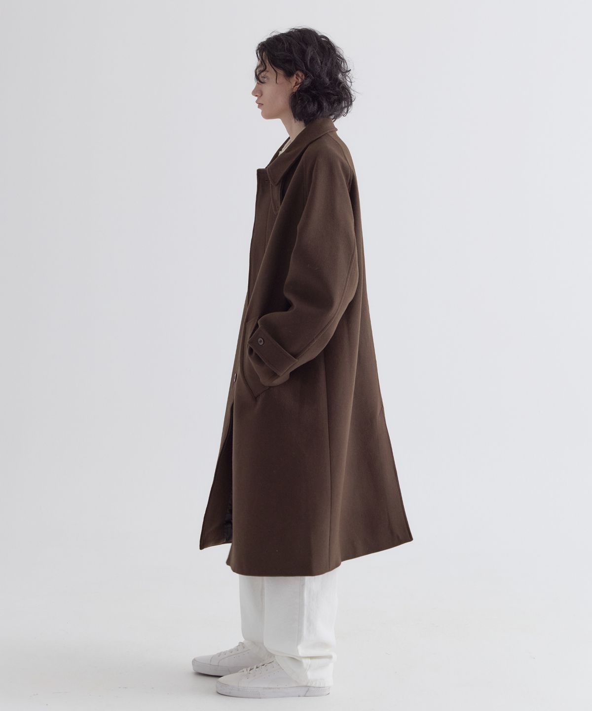 이지오(EZIO) Wool Blend Balmacan Coat_Brown