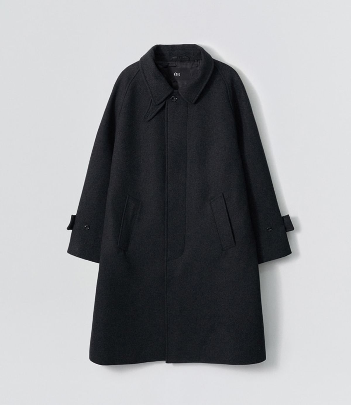 이지오(EZIO) Wool Blend Balmacan Coat_Charcoal