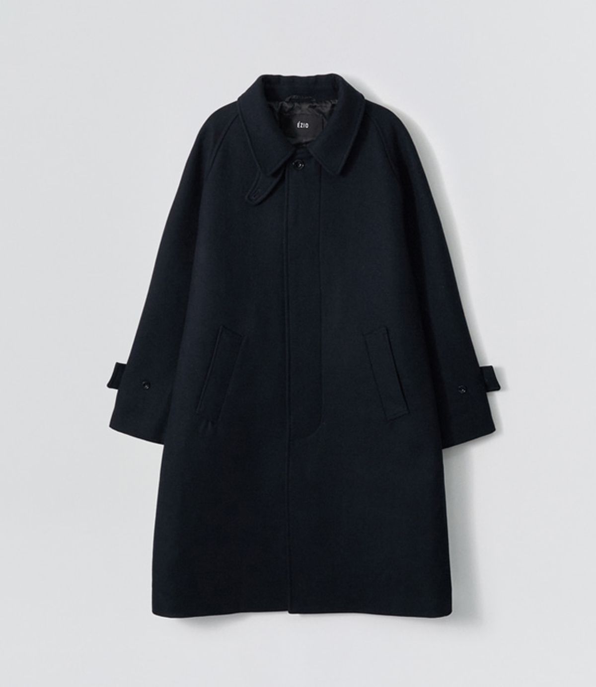 이지오(EZIO) Wool Blend Balmacan Coat_Navy