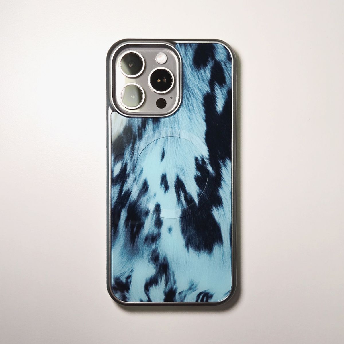 메모리즈바운더리(MEMORIESBOUNDARY) Classic Cowhide Phone Case SkyBlue (SV_Epoxy/MagSafe Glass)