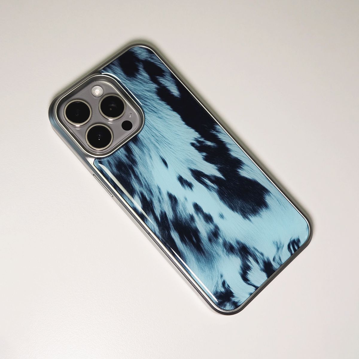 메모리즈바운더리(MEMORIESBOUNDARY) Classic Cowhide Phone Case SkyBlue (SV_Epoxy/MagSafe Glass)