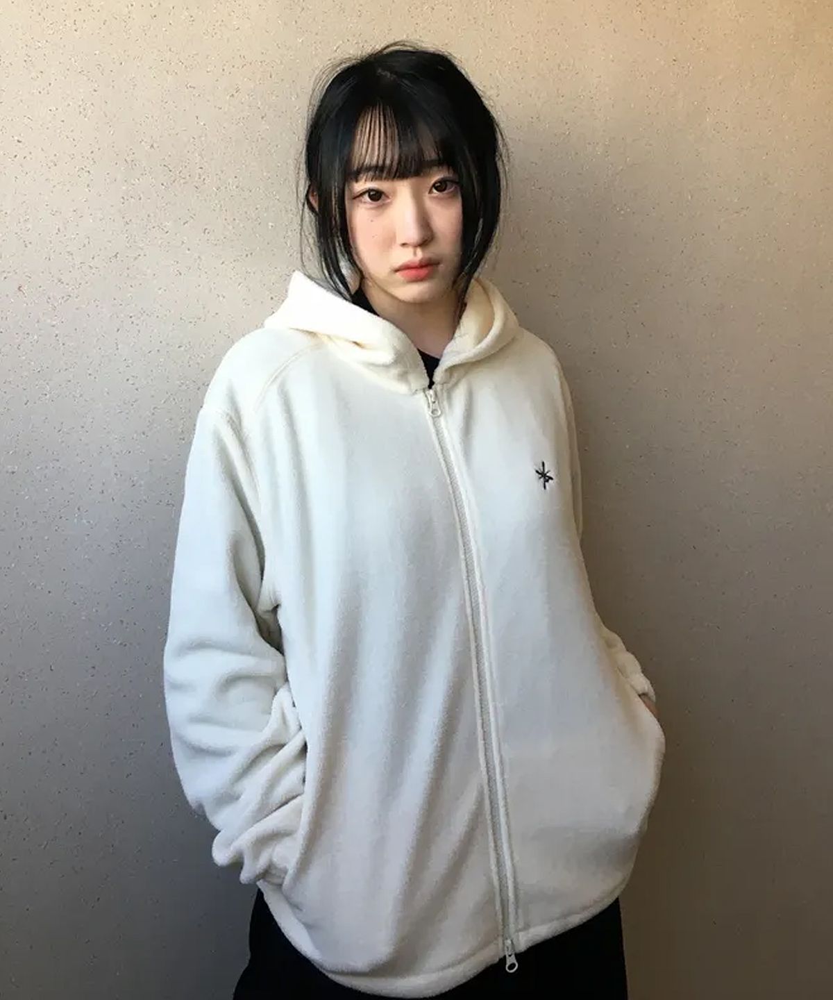 로우그(RAWGUE) 폴라 플리스 후디 집업_아이보리