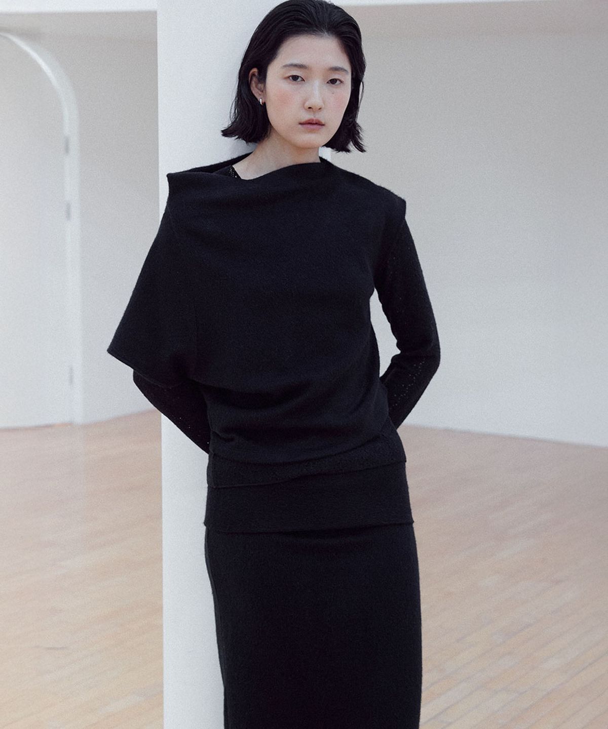 유토시스(EUTOSIS) HAIRY LAYERED LONG SKIRT(BLACK)