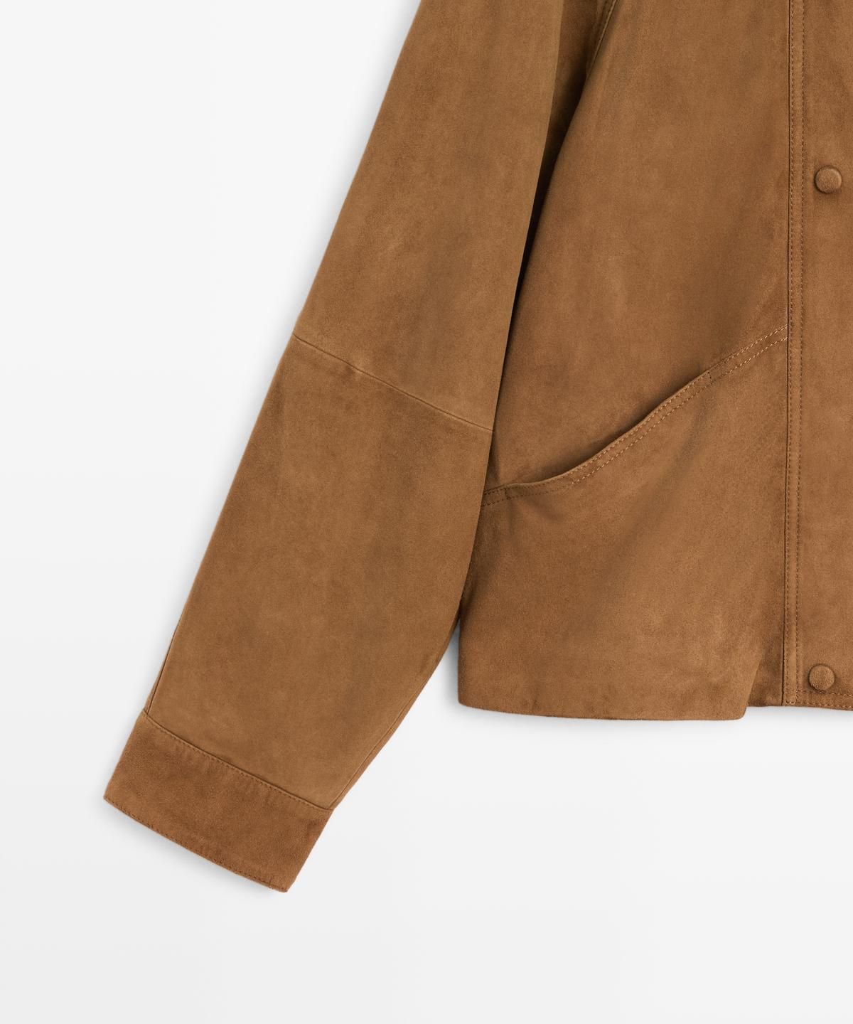 마시모두띠(MASSIMO DUTTI) 버튼 디테일 스웨이드 레더 재킷