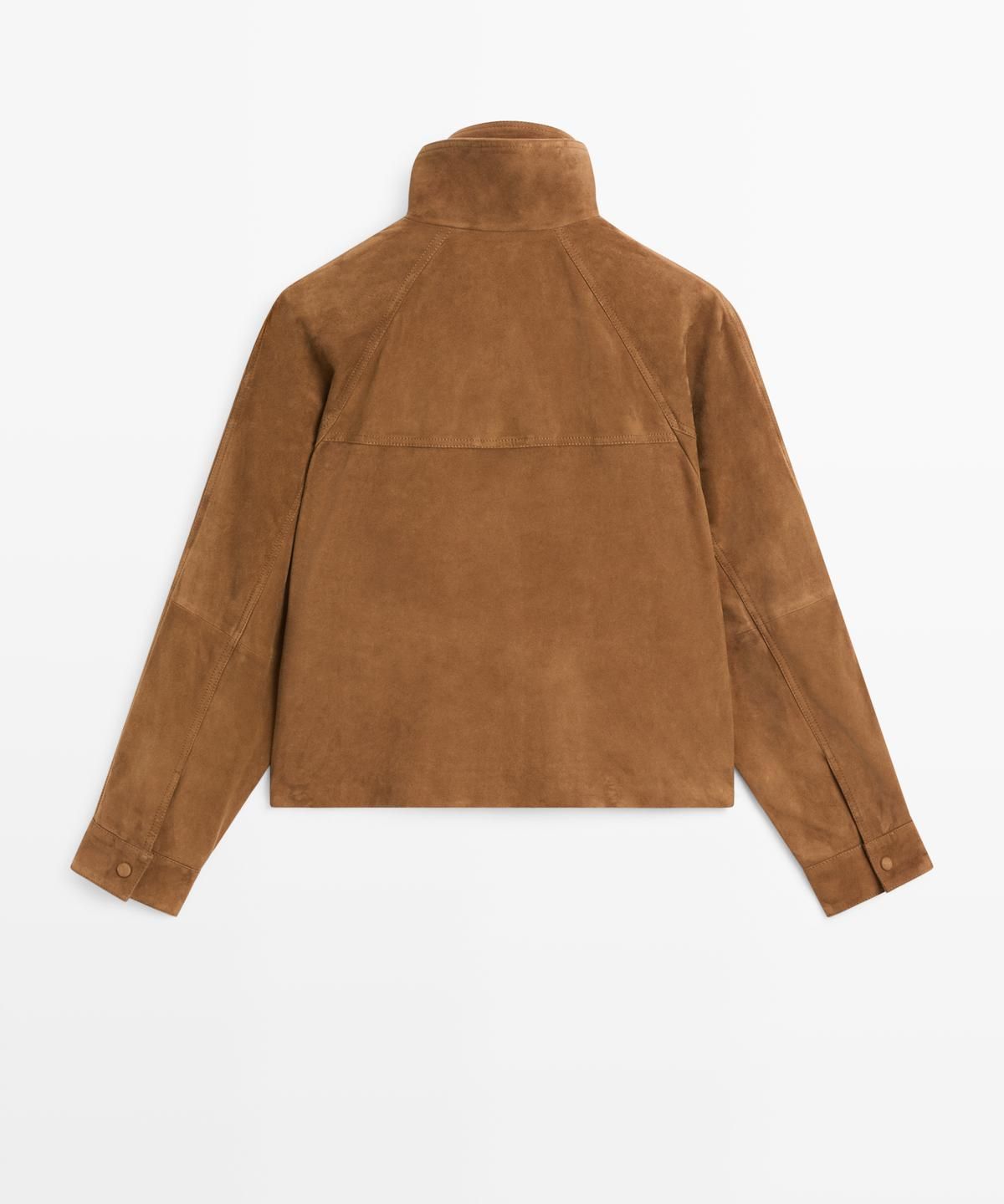 마시모두띠(MASSIMO DUTTI) 버튼 디테일 스웨이드 레더 재킷