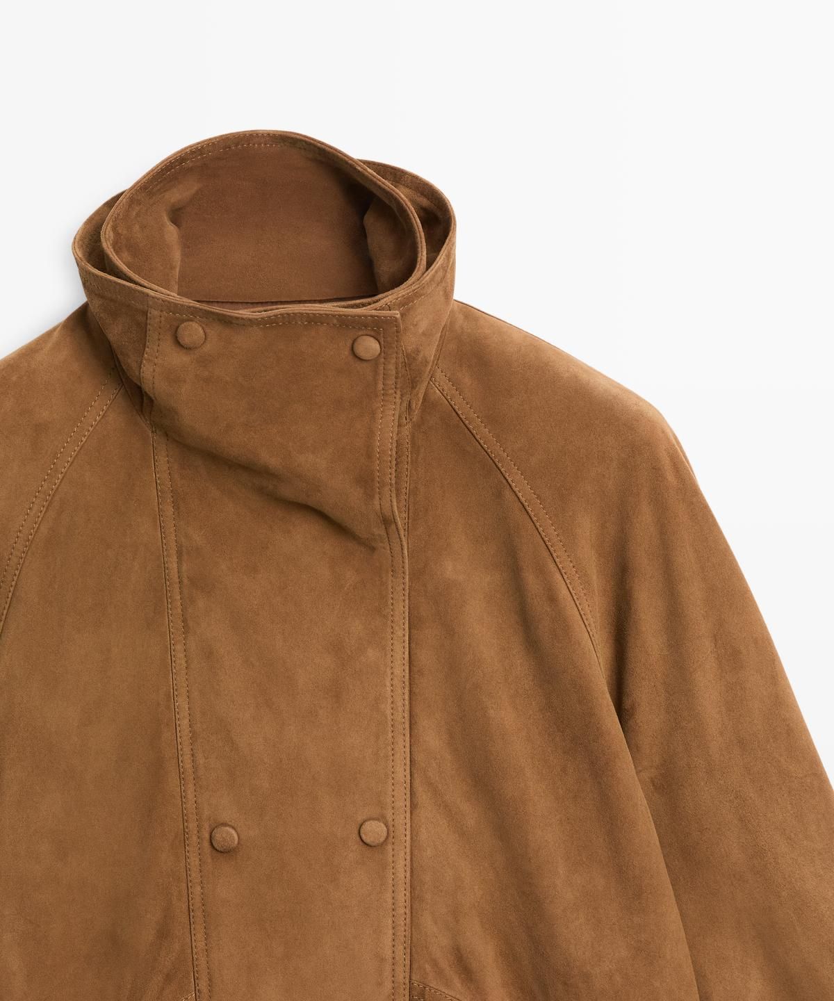 마시모두띠(MASSIMO DUTTI) 버튼 디테일 스웨이드 레더 재킷