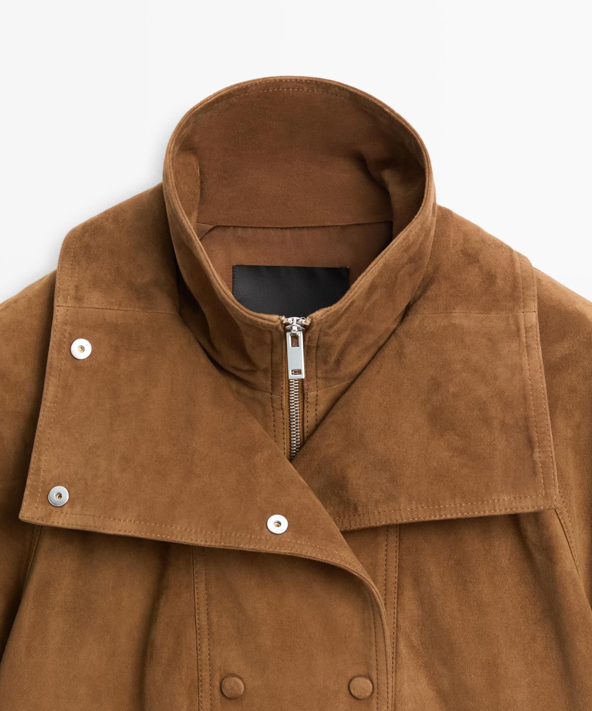마시모두띠(MASSIMO DUTTI) 버튼 디테일 스웨이드 레더 재킷