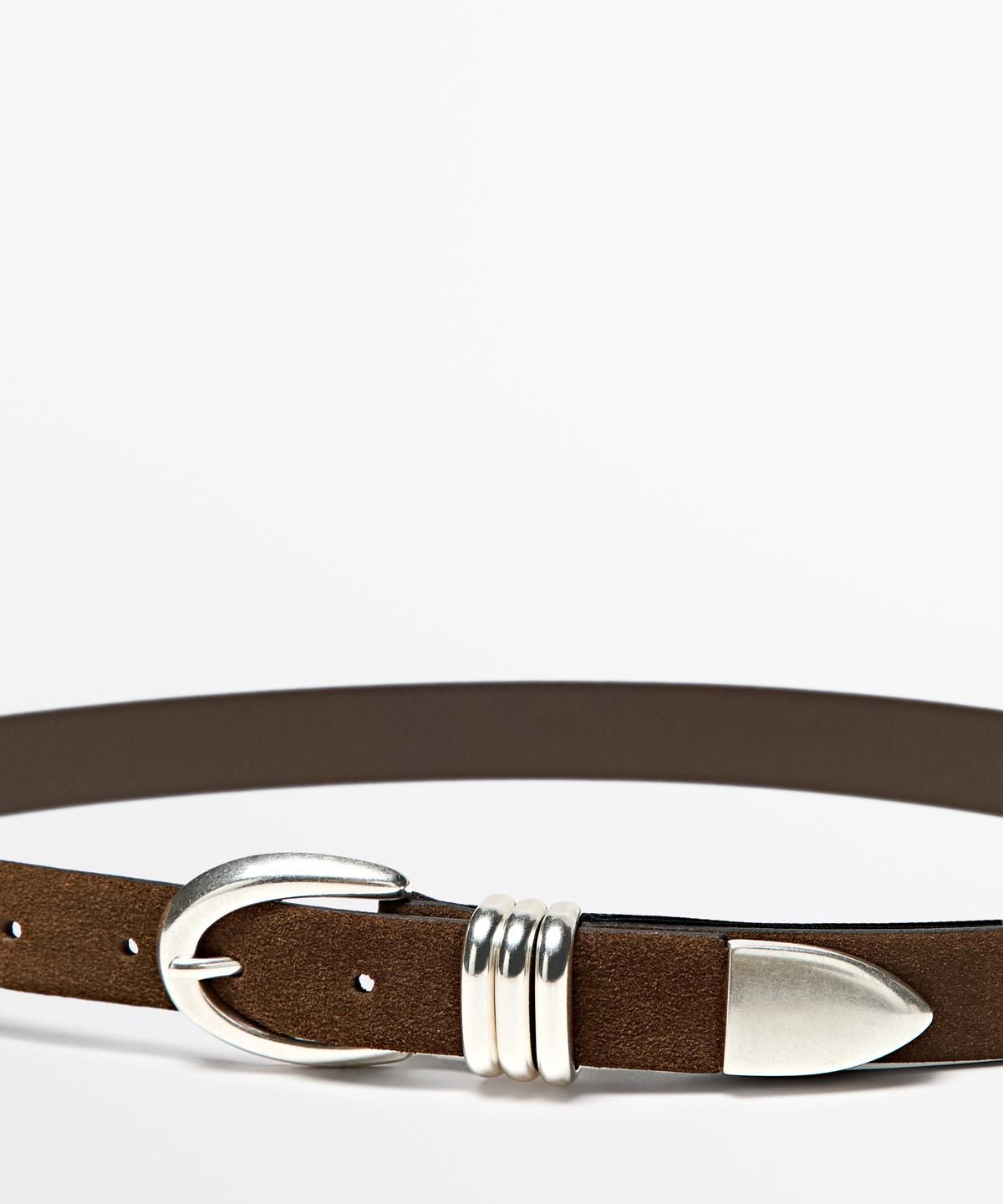 마시모두띠(MASSIMO DUTTI) 메탈 디테일 스플릿 스웨이드 벨트