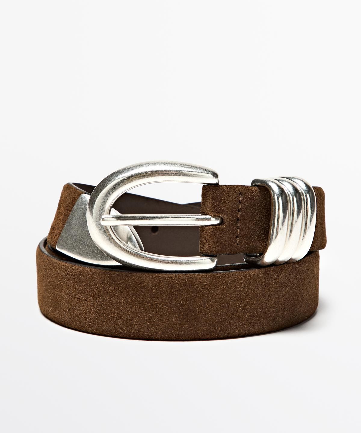 마시모두띠(MASSIMO DUTTI) 메탈 디테일 스플릿 스웨이드 벨트