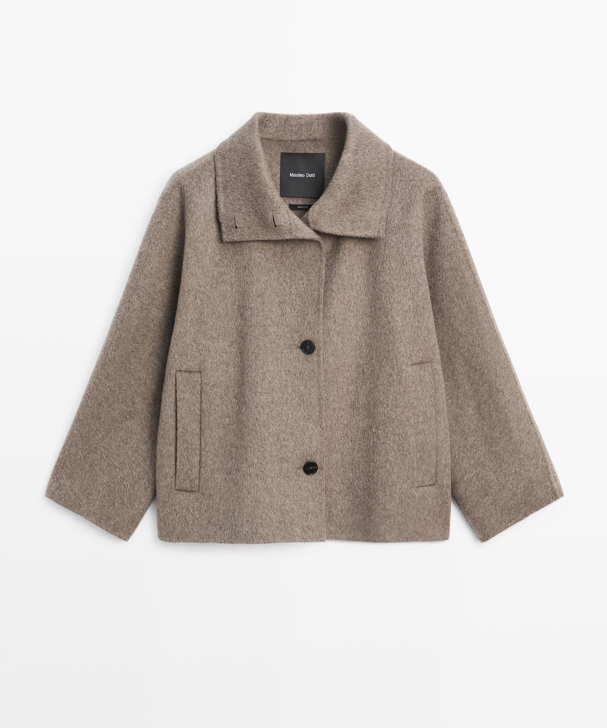 마시모두띠(MASSIMO DUTTI) 울 블렌드 하이넥 미디 코트
