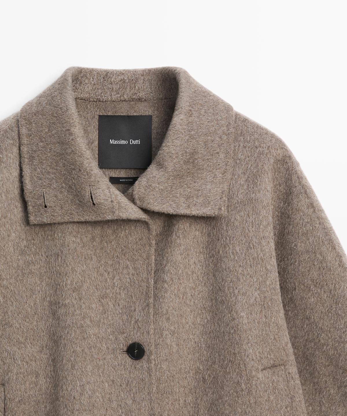 마시모두띠(MASSIMO DUTTI) 울 블렌드 하이넥 미디 코트