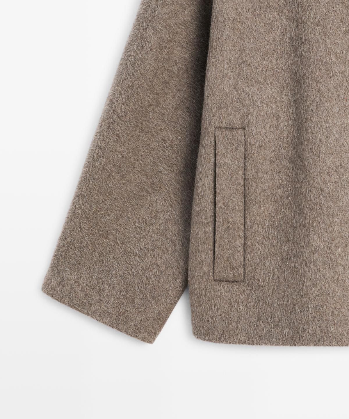 마시모두띠(MASSIMO DUTTI) 울 블렌드 하이넥 미디 코트
