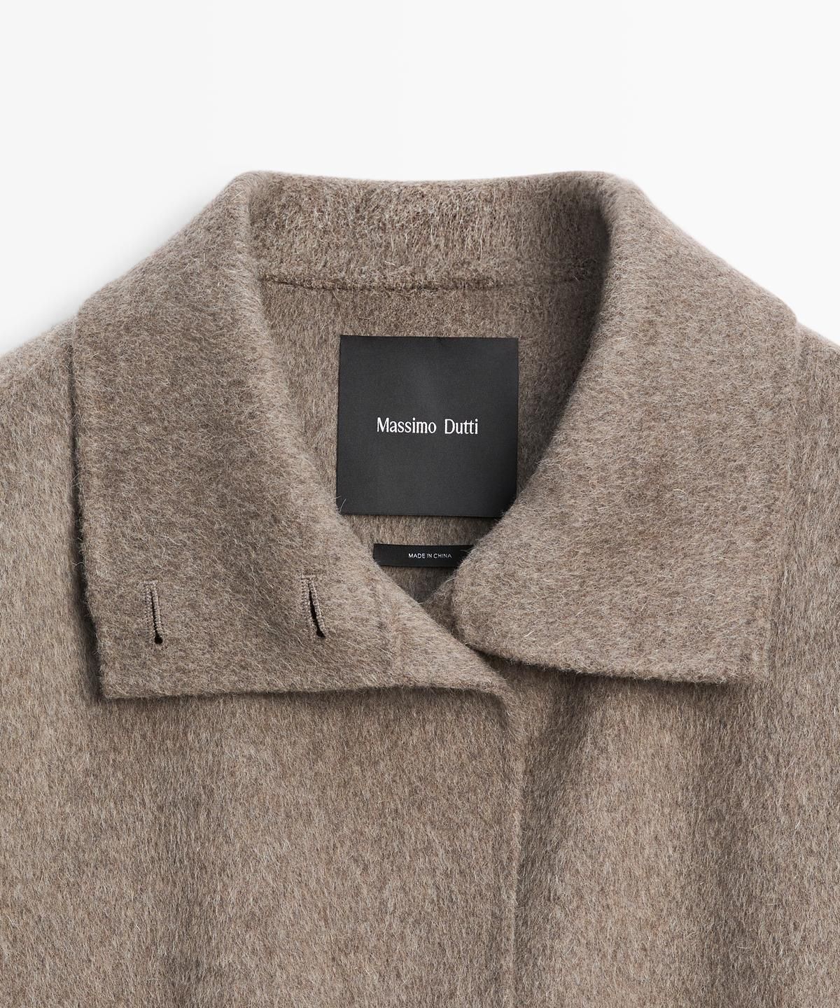 마시모두띠(MASSIMO DUTTI) 울 블렌드 하이넥 미디 코트