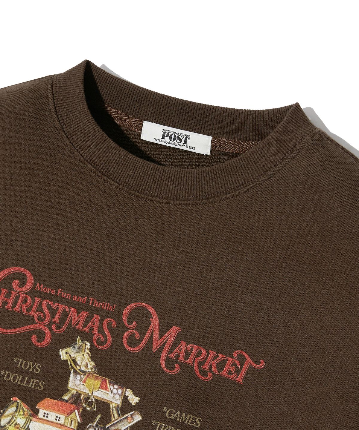 더 새터데이 이브닝 포스트(THE SATURDAY EVENING POST) Christmas Market Graphic Sweat shirt_Burgundy